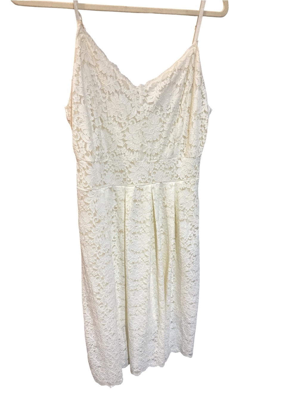 Cream Lace Spaghetti-Strap Midi Dress